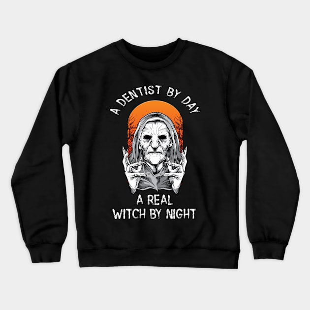 Women's Real Witch Halloween Crewneck Sweatshirt by pa2rok